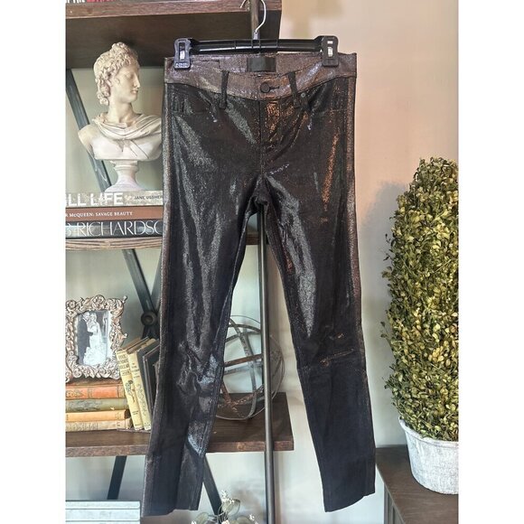 RtA Pants - RTA Leather Ryland Two Toned Snake Skin Leather Pant Blackness Lit Womens Size 2